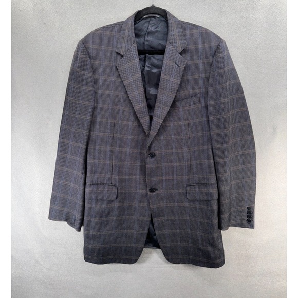 Canali Suit Jacket Mens 46L fits 44 (56 IT) Blue Gray Brown Silk Wool Sport Coat - Picture 1 of 16